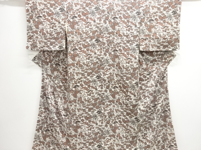 JAPANESE KIMONO / ANTIQUE KIMONO / TAISHO ROMAN STYLE / MON KINSHA / FLOWER & PINE